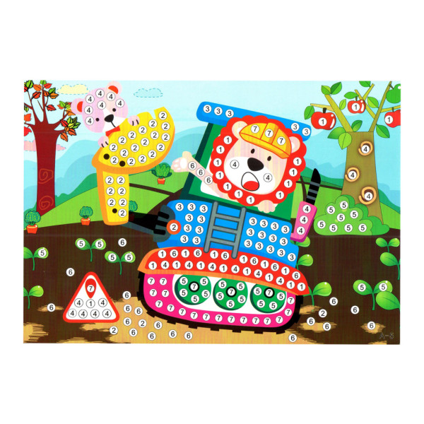 Дитяча мозаїка за номерами "Будівельники" 13-127-10 різнокольорові камінчики Дитяча мозаїка за номерами "Будівельники" 13-127-10 різнокольорові камінчики