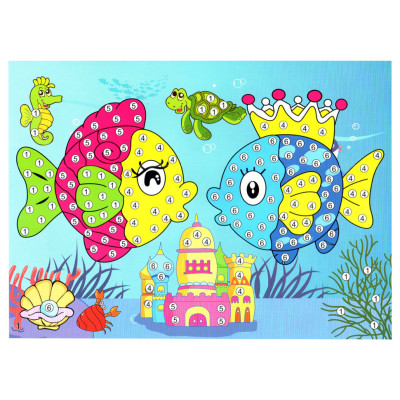 Дитяча мозаїка за номерами "Рибки" 13-126-3 різнокольорові камінчики Дитяча мозаїка за номерами "Рибки" 13-126-3 різнокольорові камінчики