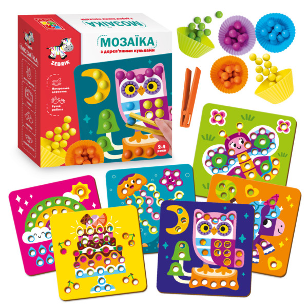 Мозаїка з деревяними кульками "Доповни картинку" Vladi Toys ZB2002-08 (укр) Мозаїка з деревяними кульками "Доповни картинку" Vladi Toys ZB2002-08 (укр)