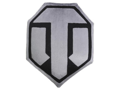 Подушка декоративна лого гри "World of Tanks" WG043334 семикутна сіро-чорна