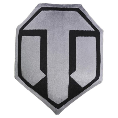 Подушка декоративна лого гри "World of Tanks" WG043334 семикутна сіро-чорна
