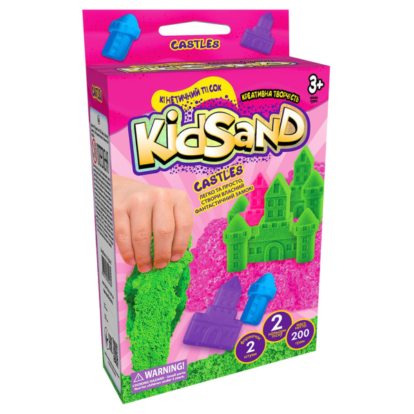 Кінетичний пісок KidSand KS-05-01U 200 г в наборі Рожеві замки
