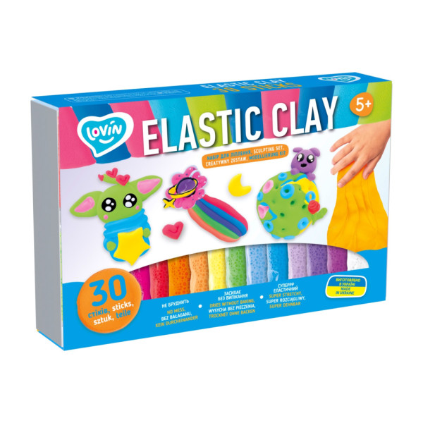 Набір для ліплення з повітряним пластиліном Elastic Clay 70141 30 стиків