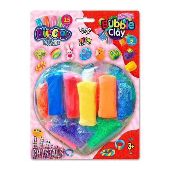 Креативна творчість із пластиліну "Air Clay+Bubble Clay" ARBB-03-01 блістер 15 брикетів