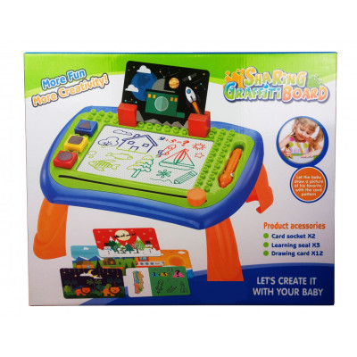 Дитяча дощечка-столик для малювання 009-2023-5 зі штампами Синьо-помаранчевий