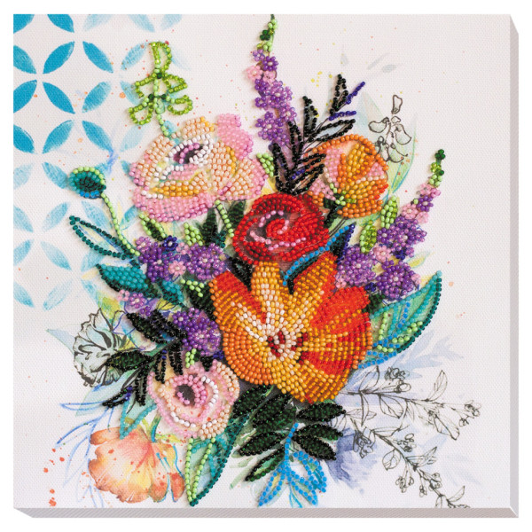 Набір-міді для вишивання бісером "Квіткова феєрія" AMB-067 20х20 см Набір-міді для вишивання бісером "Квіткова феєрія" AMB-067 20х20 см