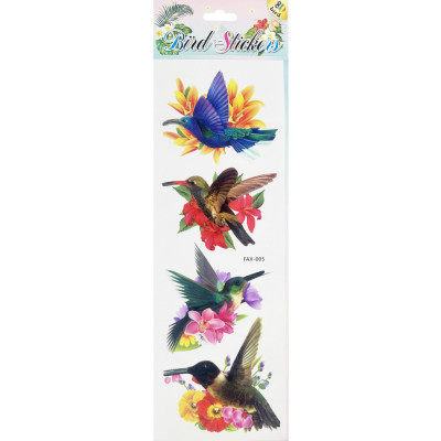 Набір голографічних наклейок "Колібрі" FAX-005 14х43 см 8D 4 картинки