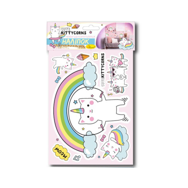 Набір декоративних наліпок А3 "Kittycorns" НДН-02-4 Набір декоративних наліпок А3 "Kittycorns" НДН-02-4