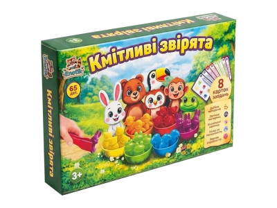 Настільна гра "Кмітливі звірятка" 3-004 65 деталей