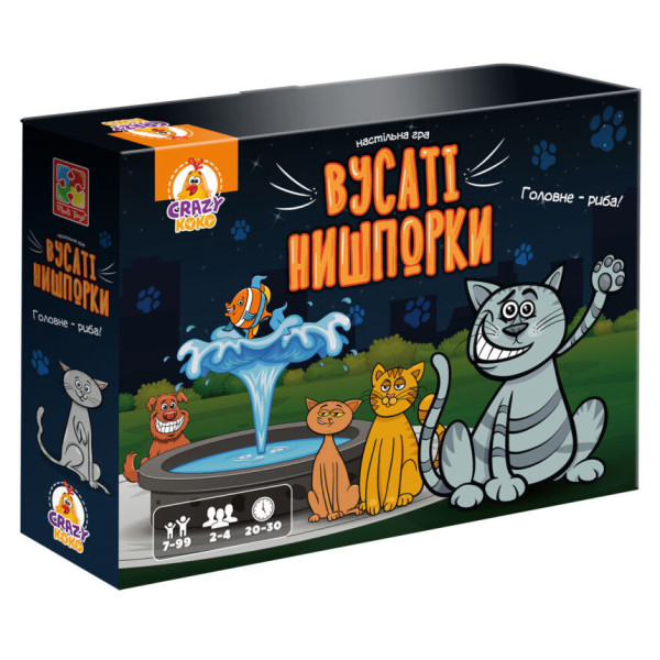 Настільна гра-бродилка "Вусаті нишпорки" VT8055-44 з фігурками котів Настільна гра-бродилка "Вусаті нишпорки" VT8055-44 з фігурками котів