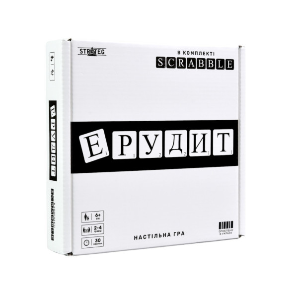 Настільна гра "Ерудит чорно-білий" 30640 ігрове поле набір букв Настільна гра "Ерудит чорно-білий" 30640 ігрове поле набір букв