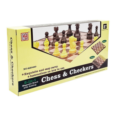 Набір настільних ігор "Шахи та шашки" 2 в 1 QX2680 25х15х4 см 48 фігур
