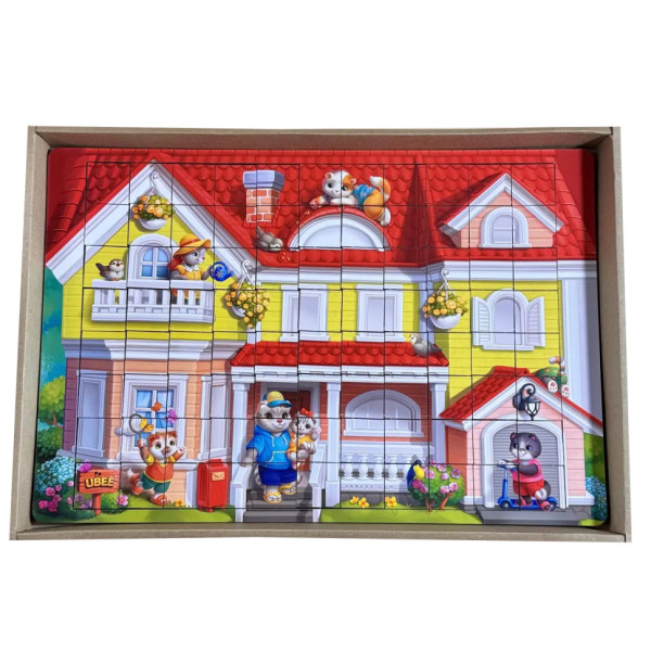 Деревяний пазл-вкладиш "Котячий будинок пазл літній" (ПСД273) PSD273