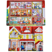 Деревяний пазл-вкладиш "Котячий будинок пазл літній" (ПСД273) PSD273