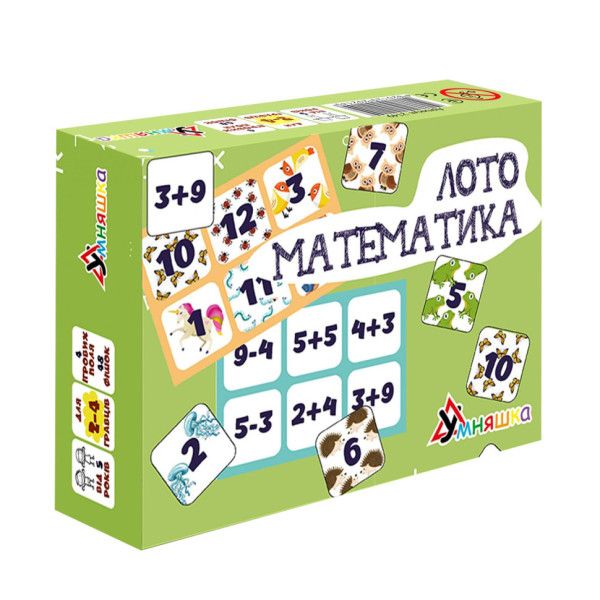 Розвиваюча настільна гра "Лото математика" 2149-UM 48 фішок Розвиваюча настільна гра "Лото математика" 2149-UM 48 фішок