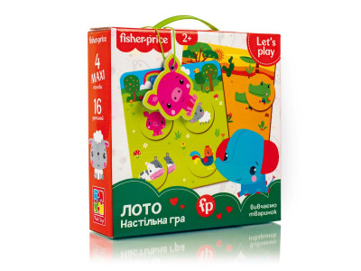 Гра настільна "Fisher Price. Лото. Вивчаємо тварин" VT2910-01 4 гральні поля