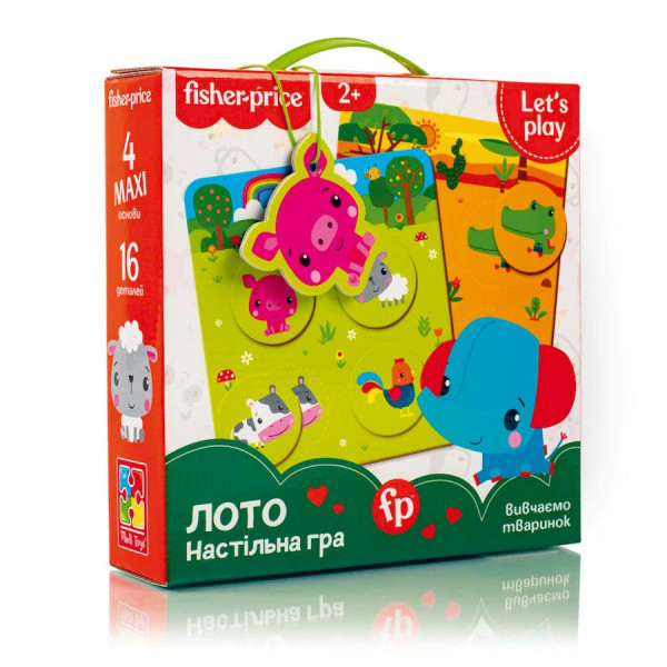 Гра настільна "Fisher Price. Лото. Вивчаємо тварин" VT2910-01 4 гральні поля