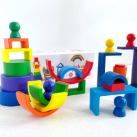 Деревяна іграшка "Райдуга-балансир" C15025 27 різнокольорових фігур