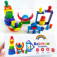 Деревяна іграшка "Райдуга-балансир" C15025 27 різнокольорових фігур
