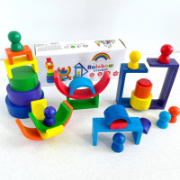 Деревяна іграшка "Райдуга-балансир" C15025 27 різнокольорових фігур