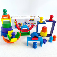 Деревяна іграшка "Райдуга-балансир" C15025 27 різнокольорових фігур