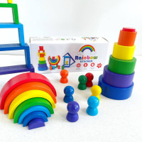 Деревяна іграшка "Райдуга-балансир" C15025 27 різнокольорових фігур