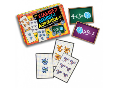 Дитяча настільна математична гра "Більше-менше-одно" MKE0513 від 3-х років Дитяча настільна математична гра "Більше-менше-одно" MKE0513 від 3-х років