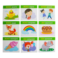 Навчальні картки "Вивчаємо займенники ВІН ВОНА ВОНО ВОНИ" 10109168 15 карток Навчальні картки "Вивчаємо займенники ВІН ВОНА ВОНО ВОНИ" 10109168 15 карток