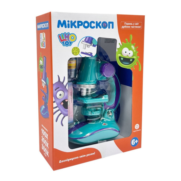 Дитячий мікроскоп SK 0006(Turquoise) світло 195 см 2 пробірки скло