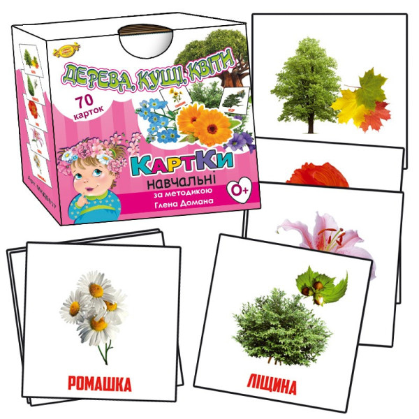 Навчальні картки Глена Домана. "Дерева кущі квіти" MKD0017 укр.