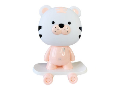 Нічник дитячий «Тигр на скейті» MGZ-1408(Pink) мережевий живлення від USB