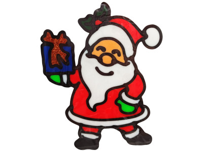 Силіконова наклейка на скло "Санта Клаус тримає подарунок" 13-63-02, 20 х 15 см