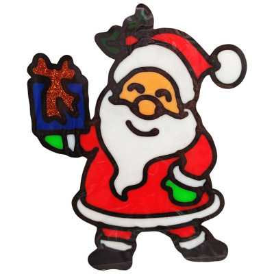 Силіконова наклейка на скло "Санта Клаус тримає подарунок" 13-63-02, 20 х 15 см