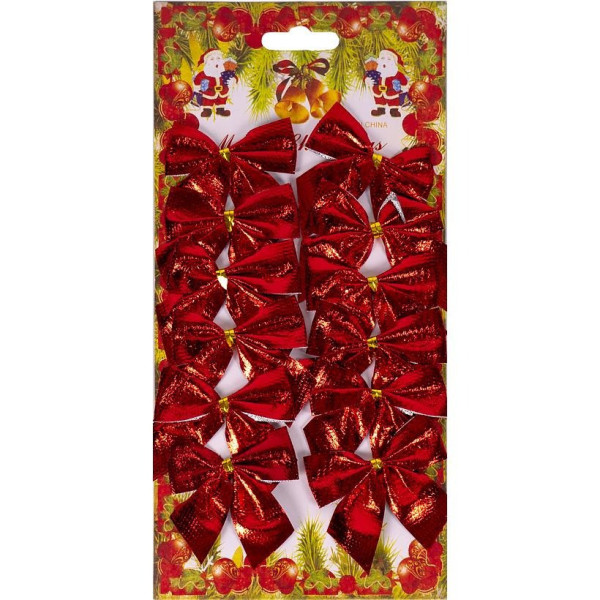 Набір святкових червоних бантиків 2035SP (98395) 12 штук