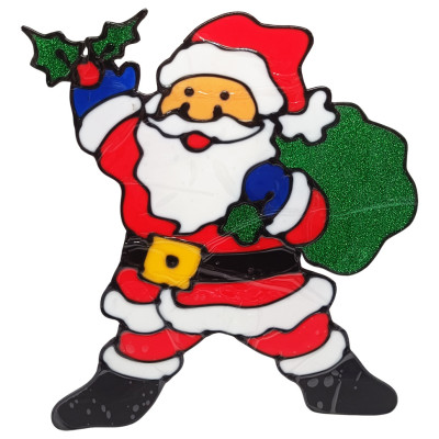 Силіконова наклейка на скло "Санта Клаус з мішком" 13-64-03, 20 х 25 см