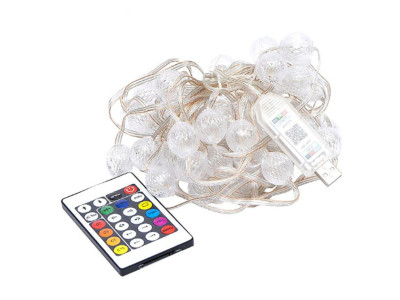 Гірлянда RGB з пультом "Кулька велика" D-52 Smart USB 50L 5 метрів змінює колір