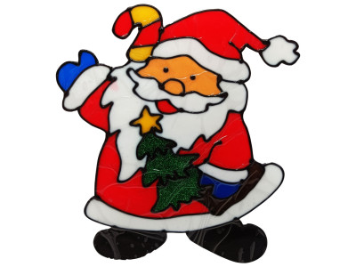 Силіконова наклейка на скло "Санта Клаус з ялинкою 3" 13-64-09, 20 х 25 см