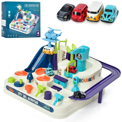 Дитячий ігровий набір "Трек" T802A 4 машинки вертоліт рухомі деталі Дитячий ігровий набір "Трек" T802A 4 машинки вертоліт рухомі деталі