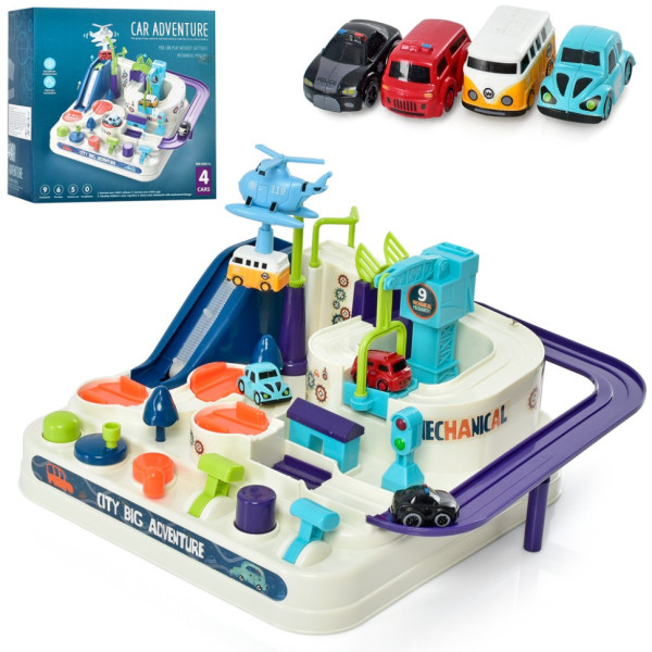 Дитячий ігровий набір "Трек" T802A 4 машинки вертоліт рухомі деталі Дитячий ігровий набір "Трек" T802A 4 машинки вертоліт рухомі деталі