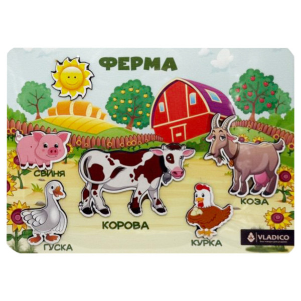 Деревяний пазл-вкладиш "Ферма" 3240-05-010 розмір 33х25 см
