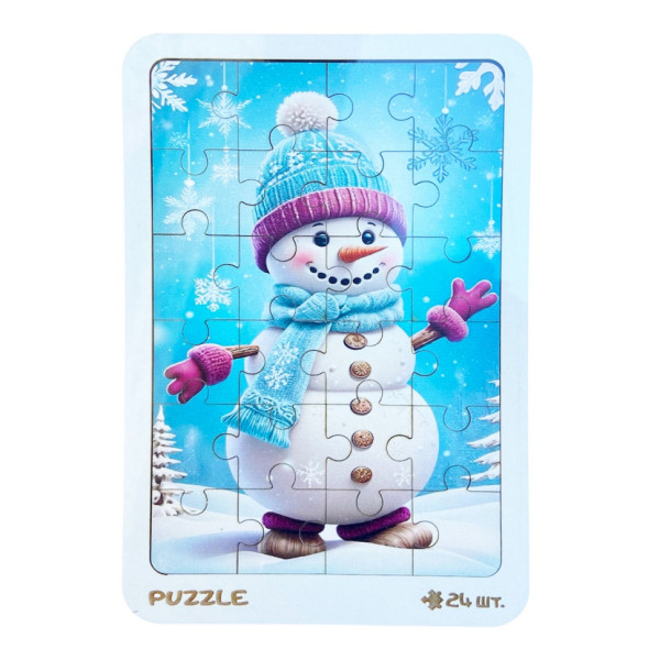 Новорічний пазл-вкладиш "Сніговик у рукавичках" 3240-19-002 16х22 см