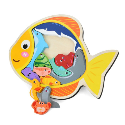 Дитячий деревяний пазл-вкладиш "Морські мешканці" MD 1500-2