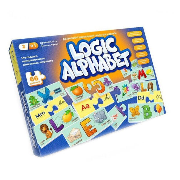 Розвиваючі пазли Logic Alphabet G-LoA-01-04U англ /укр Розвиваючі пазли Logic Alphabet G-LoA-01-04U англ /укр