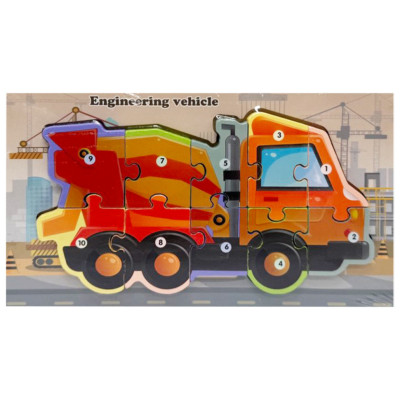 Деревяний пазл-вкладиш "Engineering vehicle" Bambi MD 1924-7 10 елементів