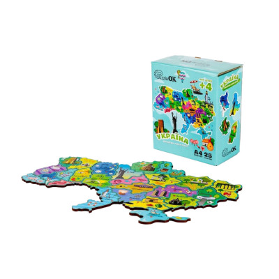 Дерев'яний магнітний пазл А4 "Мапа України" PuzA4-22926 25 елементів