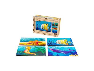 Дитячий деревяний пазл Морські жителі 4 в 1 Puz-57896 80 елементів