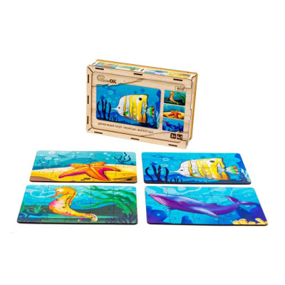 Дитячий деревяний пазл Морські жителі 4 в 1 Puz-57896 80 елементів