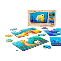 Дитячий деревяний пазл Морські жителі 4 в 1 Puz-57896 80 елементів