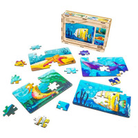 Дитячий деревяний пазл Морські жителі 4 в 1 Puz-57896 80 елементів