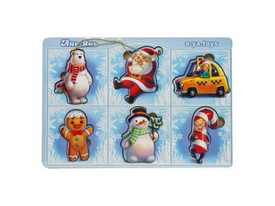 Розвиваючий пазл-вкладиш "Новорічний -1" (ПСФ013) PSF013 6 картинок